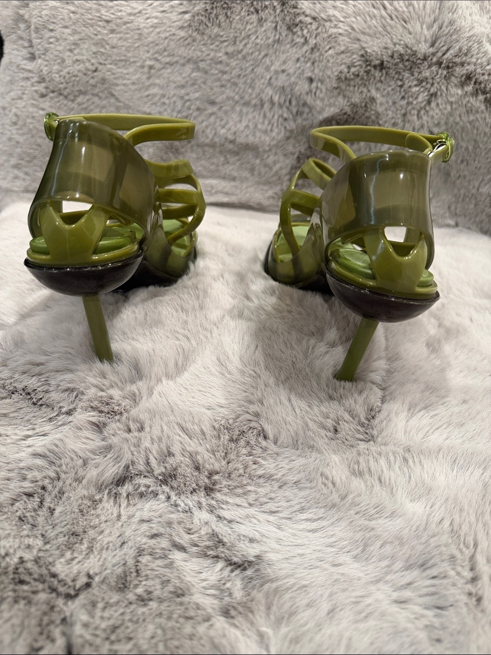 Melissa x Jean Paul Gaultier Punk Love Green Heeled Sandals Size 7 - Picture 9 of 12
